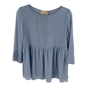 Yoox Kaos Jeans Blouse Sky Blue Lightweight Ruffle Women's Size 8 / L NEW